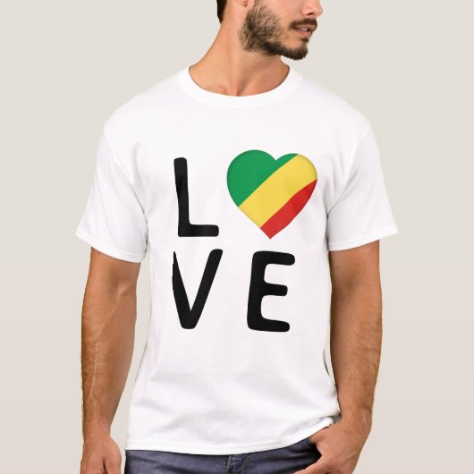 愛 – コンゴ共和国国旗 Tシャツ (正面)