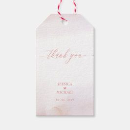 愛 |コーラルピンクハート&ウォーター色結婚式の引き出物 ギフトタグ