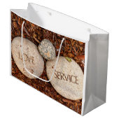 "愛" "サービス"スピリチュアル宗教石 ラージペーパーバッグ (正面アングル)