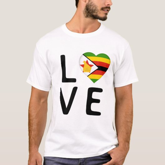 愛 – ジンバブエ国旗 Tシャツ (正面)