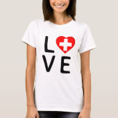 愛 – スイス国旗 Tシャツ (正面)