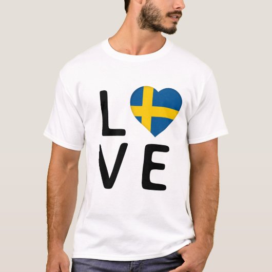 愛 – スウェーデン国旗 Tシャツ (正面)