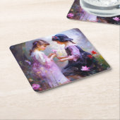 愛 スクエアペーパーコースター (アングル)