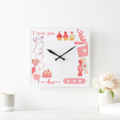 愛 スクエア壁時計 (ホーム)
