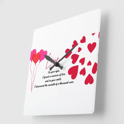 愛 スクエア壁時計 (傾斜)