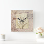 愛 スクエア壁時計 (ホーム)