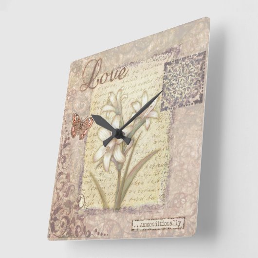 愛 スクエア壁時計 (傾斜)