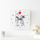 愛- スクエア壁時計 (ホーム)