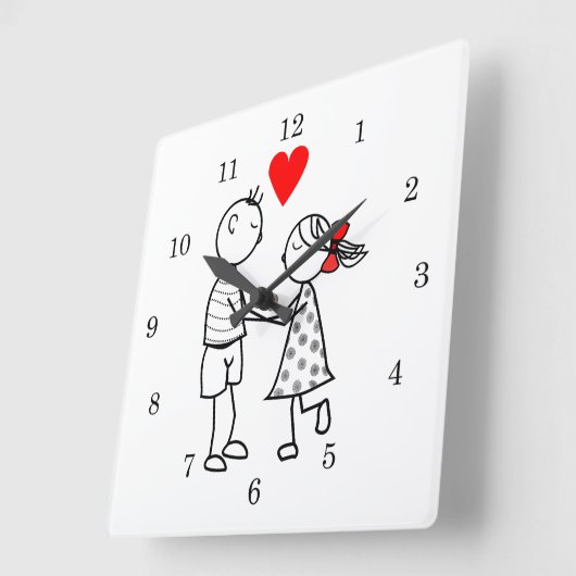 愛- スクエア壁時計 (傾斜)