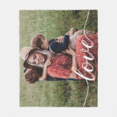 「愛」スクリプトファミリーパーソナライズされたフォトブランケット フリースブランケット (正面)