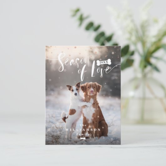 愛|スタイリッシュな原稿ペットクリスマスの季節 シーズンポストカード (スタンド正面)