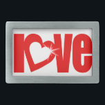 "愛"スパークルホワイト赤いハート文字ベルトバックル 長方形ベルトバックル<br><div class="desc">スローガン愛バックルはサラ・トレットによってユニークに設計された。</div>