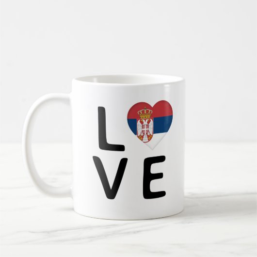 愛 – セルビア国旗 コーヒーマグカップ (左)