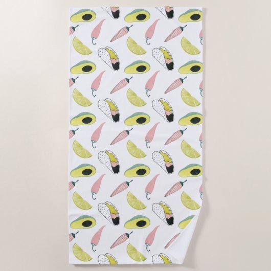 愛|タコスの要素の円についてのタコスは ビーチタオル (正面)