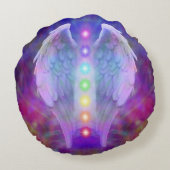 愛、チャクラ、天使、神、ヨガは直している、治療師、yog直ります ラウンドクッション (裏面)