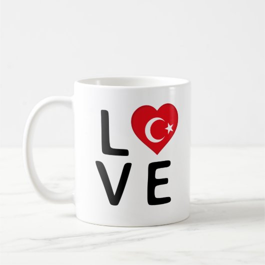 愛 – トルコ国旗 コーヒーマグカップ (左)