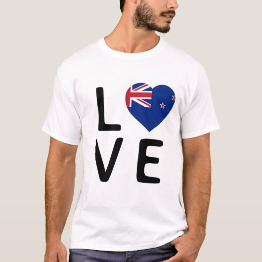 愛 – ニュージーランド国旗 Tシャツ (正面)