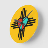 愛、ニューメキシコ、平和 ラウンド壁時計 (傾斜)