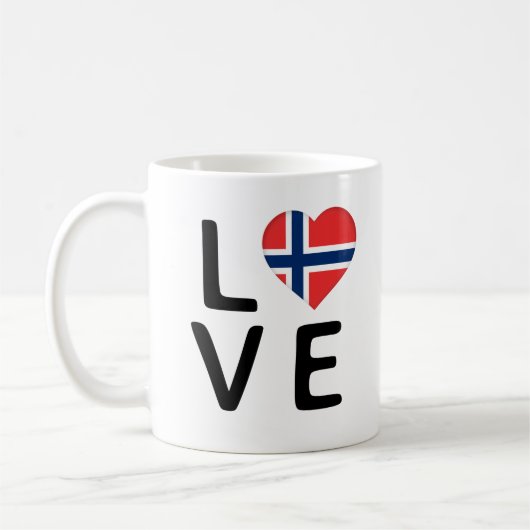 愛 – ノルウェー国旗 コーヒーマグカップ (左)