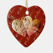 愛「ハッピーバレンタインデー持つ」ハート セラミックオーナメント (右)
