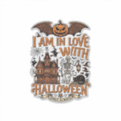 愛 ハロウィン お化け屋敷 スケルトン パンプキン_1 シール (正面)