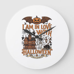 愛 ハロウィン お化け屋敷 スケルトン パンプキン_1 ラージ壁時計