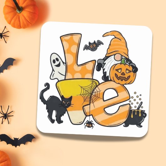 「愛」ハロウィーン格言&フレンズ不気味ズ スクエアシール