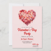 愛 |ハート |バレンタインデーのパーティー 招待状 (正面)