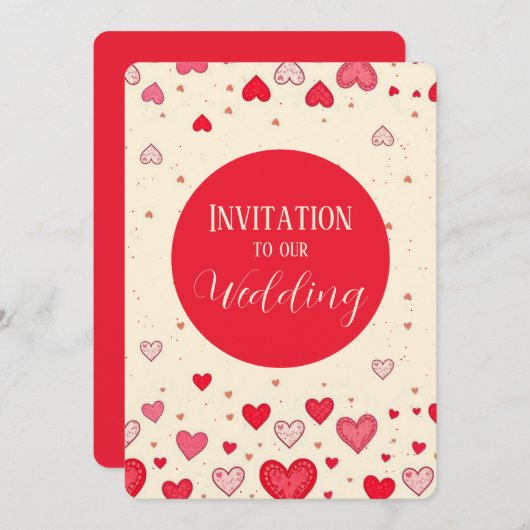 愛、ハート、ヴァレンティ結婚ン、の – 招待状 (正面/裏面)