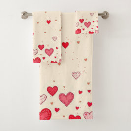愛、ハート、ヴァレンティ結婚ン – Bath Toolo Set バスタオルセット