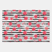 愛、ハート、唇、バラとストライプ ラッピングペーパーシート (正面3)