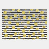 愛、ハート、唇、バラとストライプ ラッピングペーパーシート (正面)