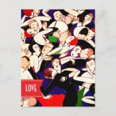 愛.バレンタイン.踊りカップルアールデコ シーズンポストカード (正面)