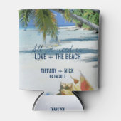 愛+ビーチ熱帯結婚式の日の好意 缶クーラー (正面)