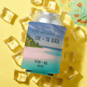 愛+ビーチ結婚式の日の好意 缶クーラー