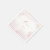 愛 |ピンクのハート&ウォーター結婚カラーのナプキン スタンダードカクテルナプキン (角)