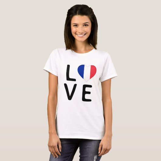 愛 – フランス国旗 Tシャツ (正面フル)