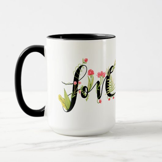 愛 |フローラエレガントオーナメントモノグラム マグカップ (左)
