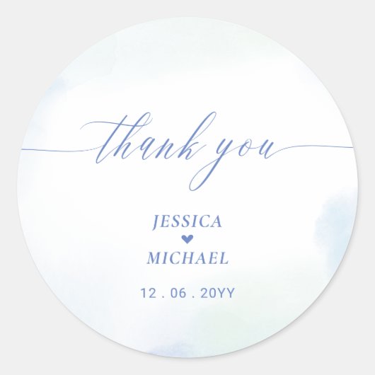 愛 |ブルーハート&ウォーター結婚カラーお願い ラウンドシール (正面)