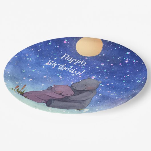 愛、ベビーヒッポとその母、 ペーパープレート (アングル)