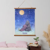 愛、ベビーヒッポと彼女の母親 吊り下げ型タペストリー (寝室)