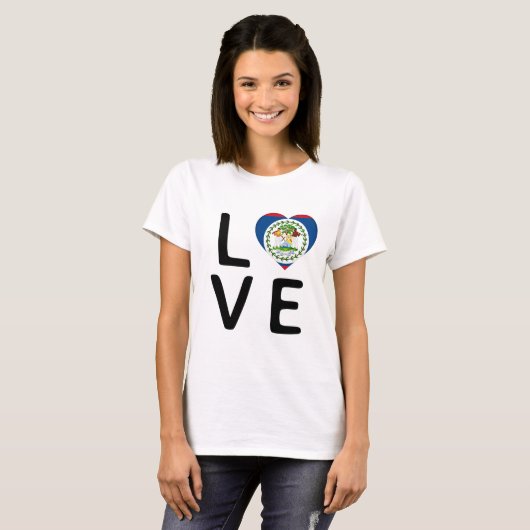 愛 – ベリーズ国旗 Tシャツ (正面フル)