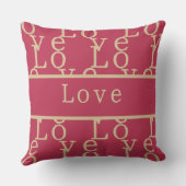 愛 |ホットピンク/マゼンタ金ゴールドタイポグラフィ クッション (裏面)