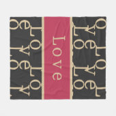 愛 |ホッモダントピンクブラック金ゴールドタイポグラフィ フリースブランケット (正面(横))