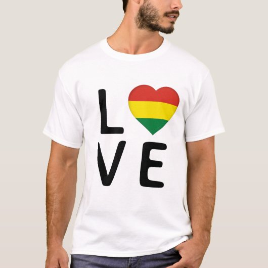 愛 – ボリビア国旗 Tシャツ (正面)