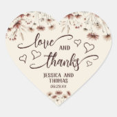 愛&ボ感謝していホ素朴シック野花結婚の花 ハートシール (正面)