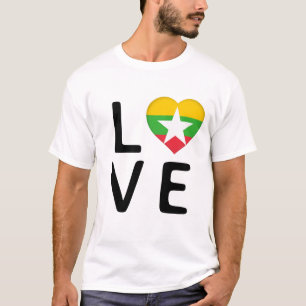 愛 – ミャンマー国旗 Tシャツ