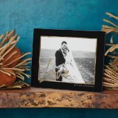 愛 |モダン & エレガント黒と金ゴールドのフレ結婚ーム フォトプラーク (側面)