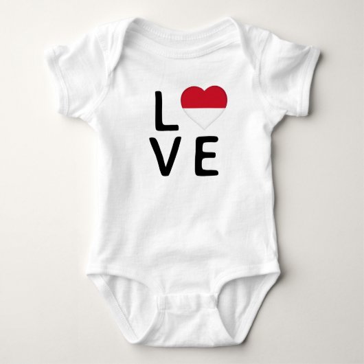 愛 – モナコ国旗 ベビーボディスーツ (正面)