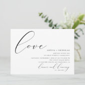 愛。モノクロのエレガントなカリグラフィー結婚式 招待状 (スタンド正面)